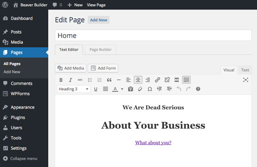 beaver-builder-wp-editor Beaver Builder content in WordPress editor