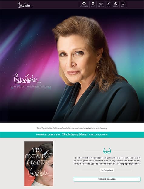 carrie-fisher Carrie Fisher website screenshot