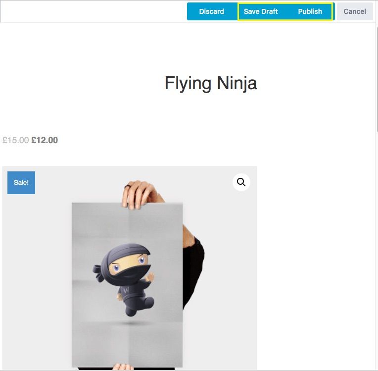 The Save Draft and Publish buttons in the page builder.