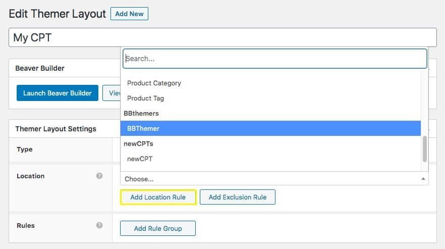 Selecting a custom post type to apply a new layout to
