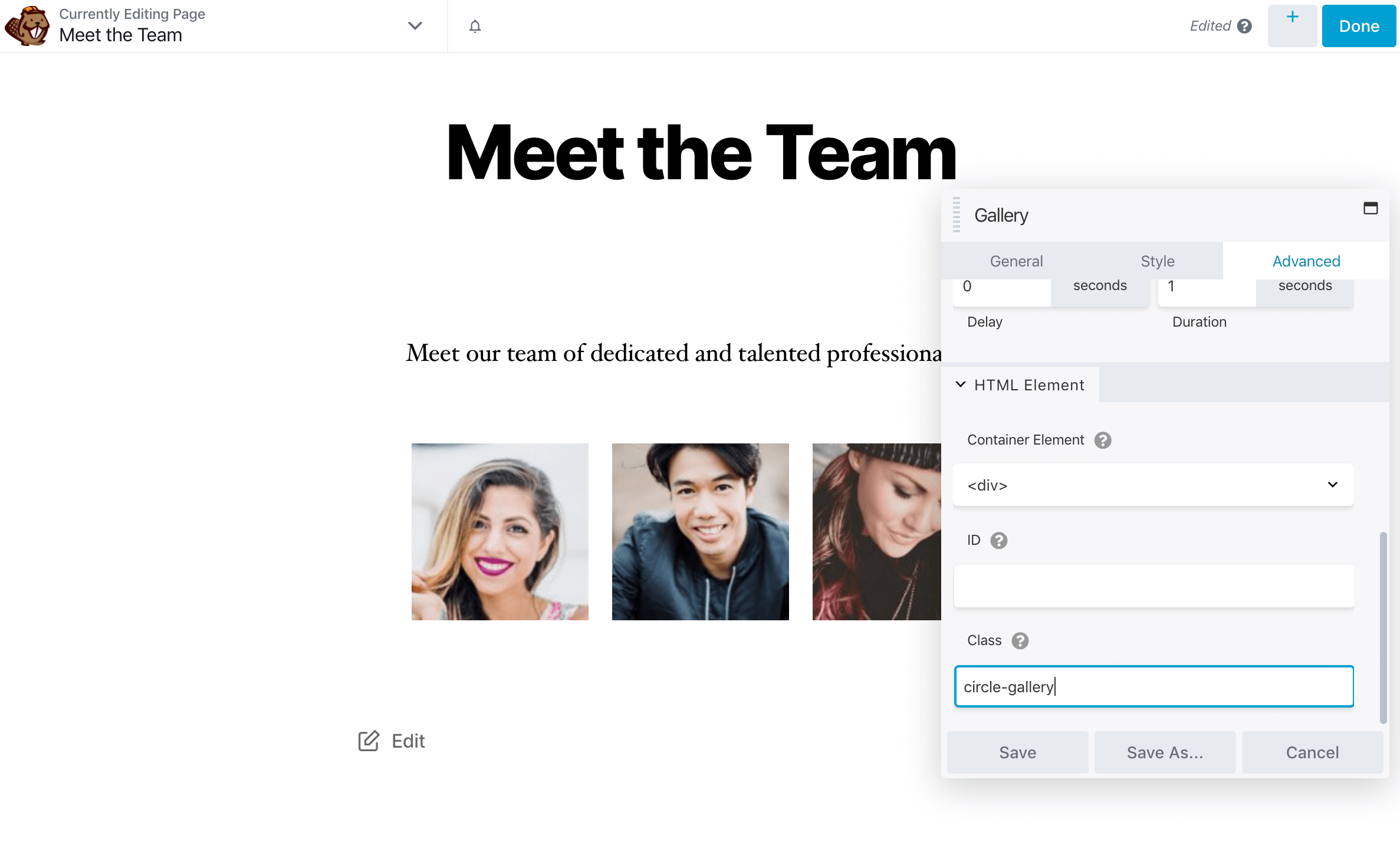 Adding a custom CSS class to a Beaver Builder module.