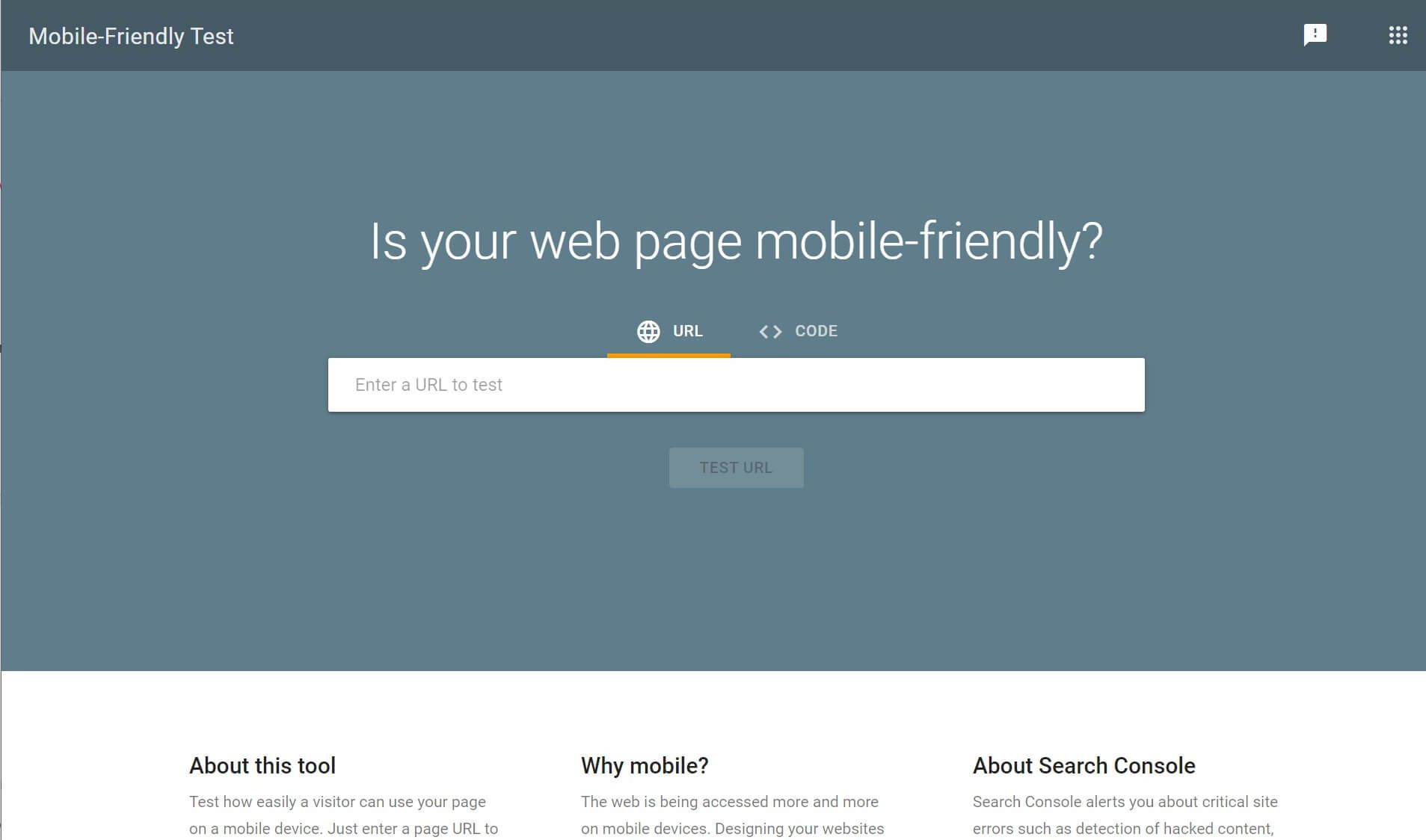 The Google Mobile-Friendly Test tool.