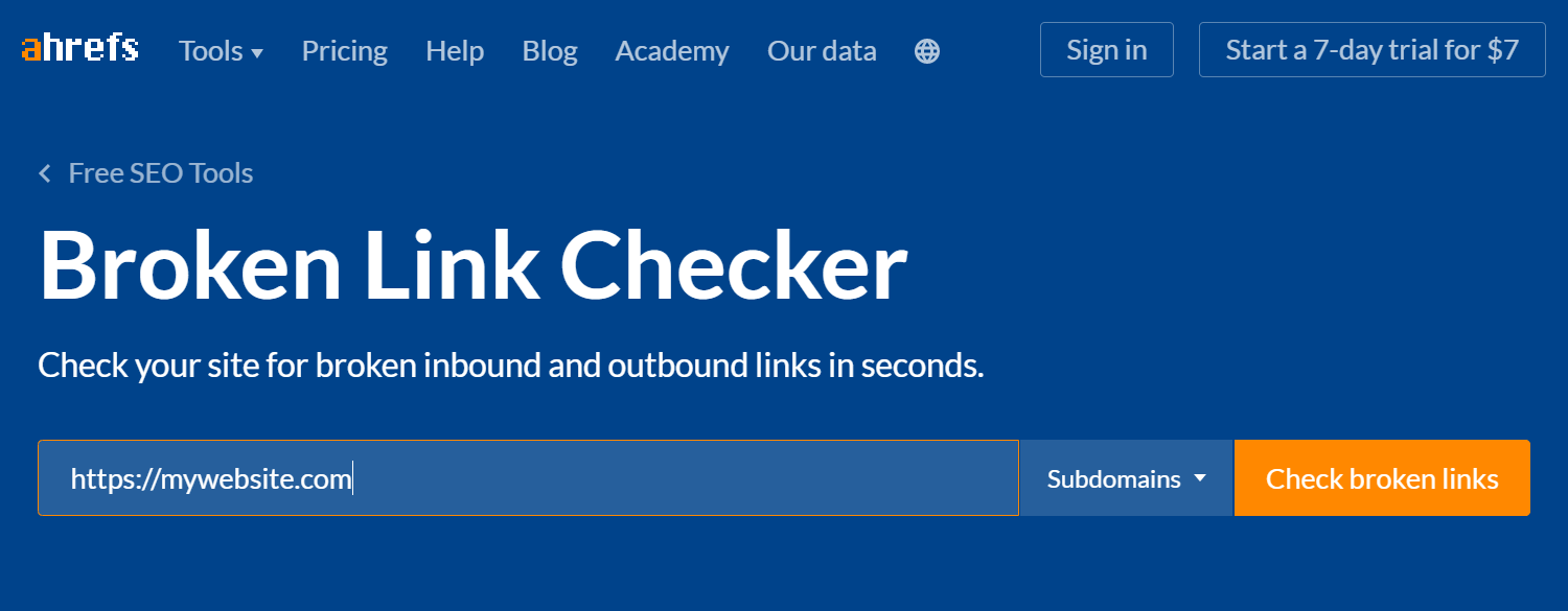 A tool for checking broken links, an essential part of a website launch checklist.