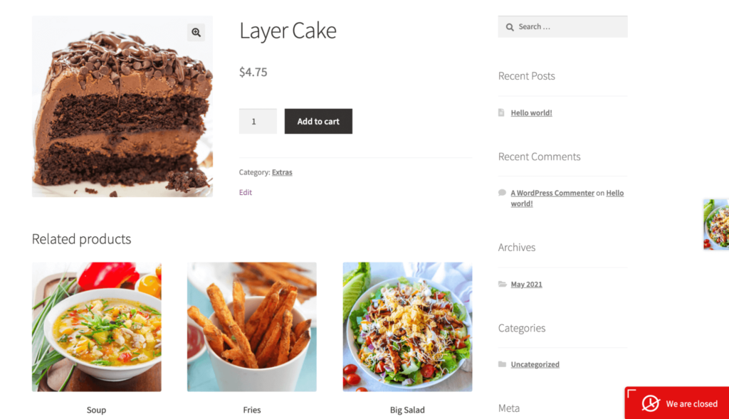 A 'We are closed' notice.