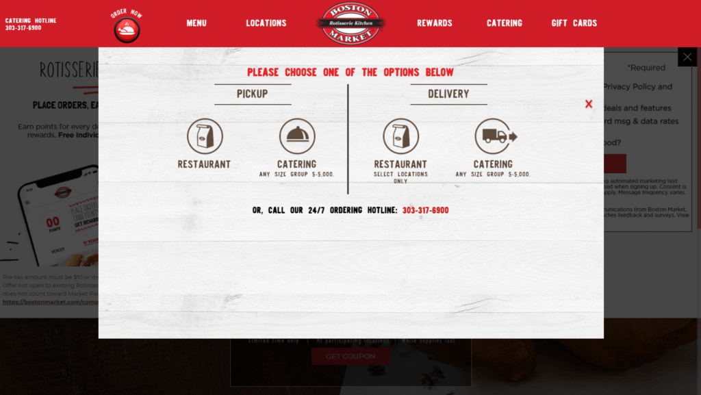 An example of an online ordering form.
