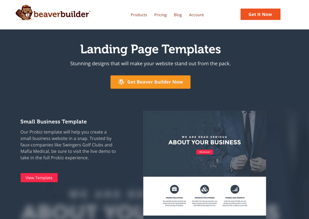 Beaver Builder provides a range of professionally-designed templates.