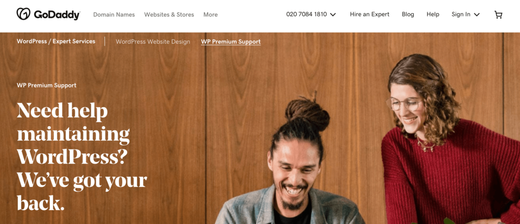 An example of a website that offers WordPress support.