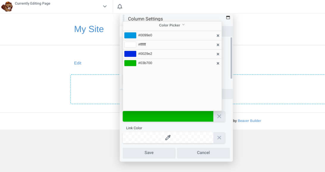The Color Presets in Beaver Builder.