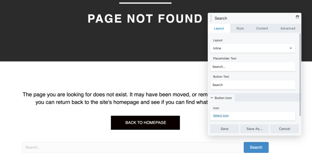 A search bar, created using Beaver Themer. 