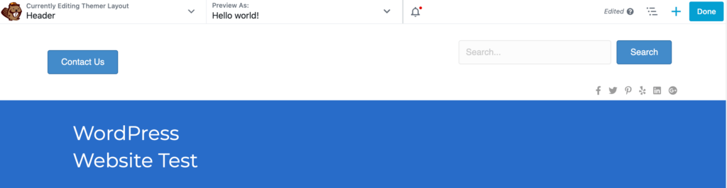 An interactive header created with Beaver Themer. 