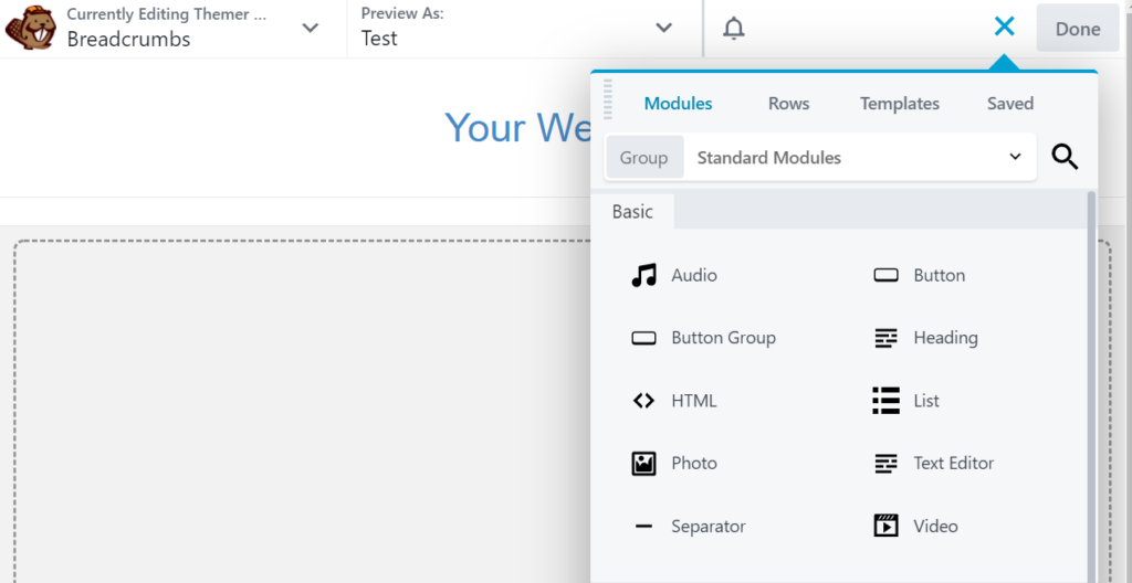 Adding an HTML module using Beaver Builder