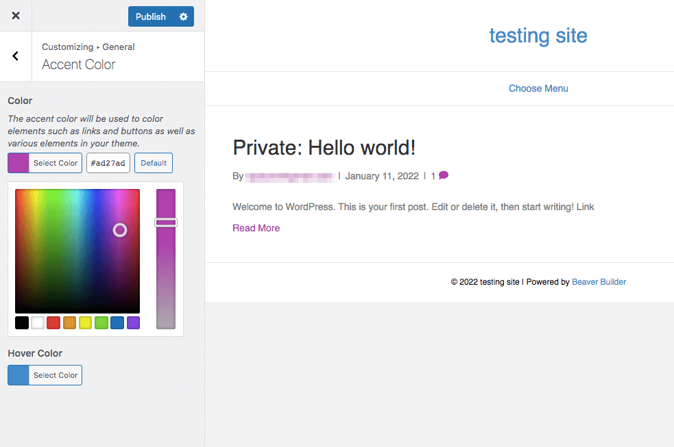 Beaver Builder accent color