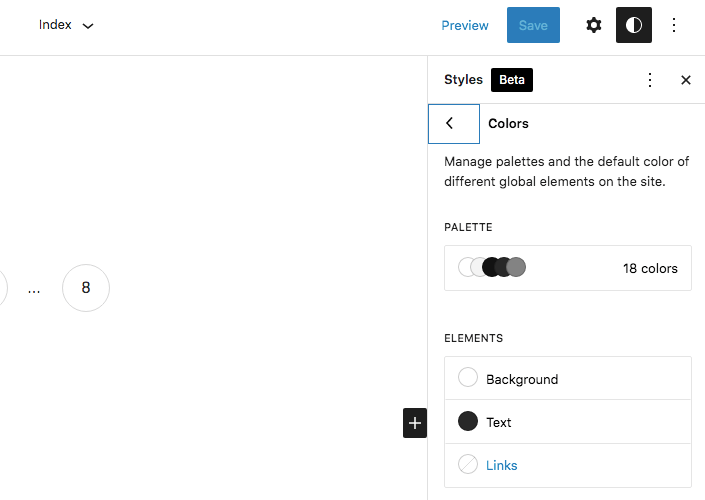 Full site editor colors