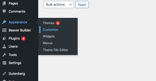 WordPress customizer