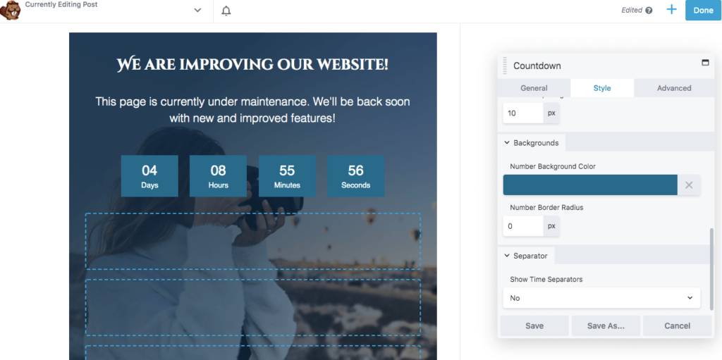 Countdown background color