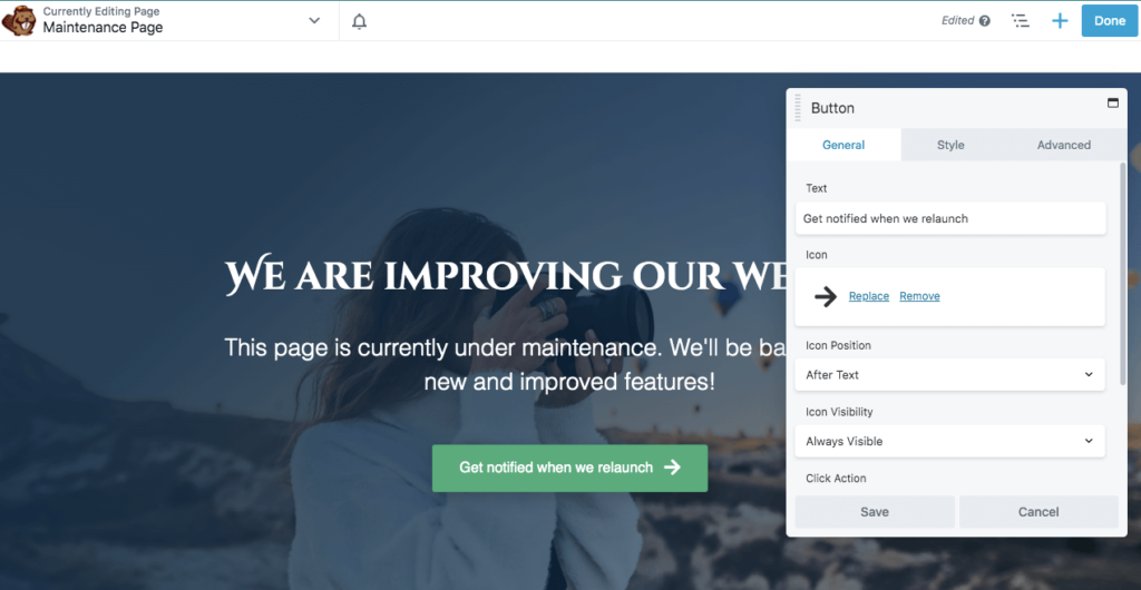 Customize action button