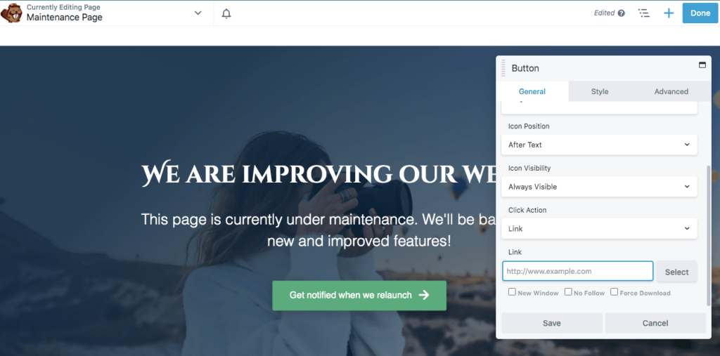 Add action button link