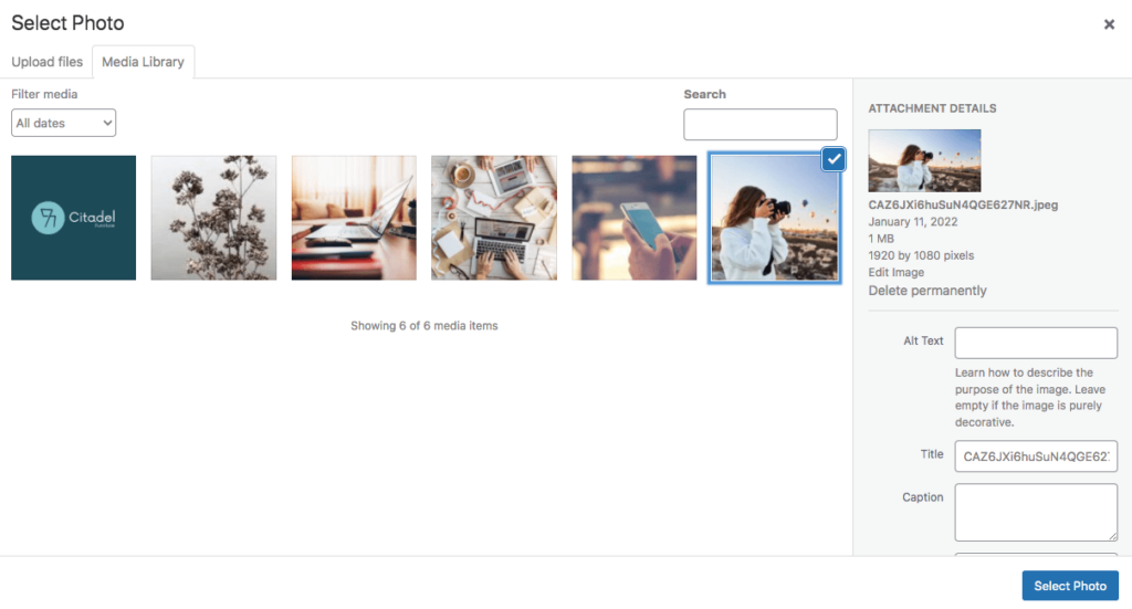 Upload background photo