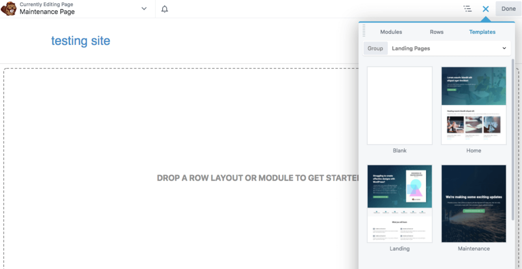 Maintenance template