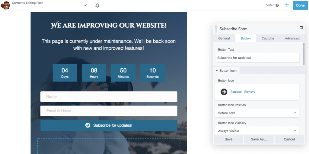 Edit subscribe button