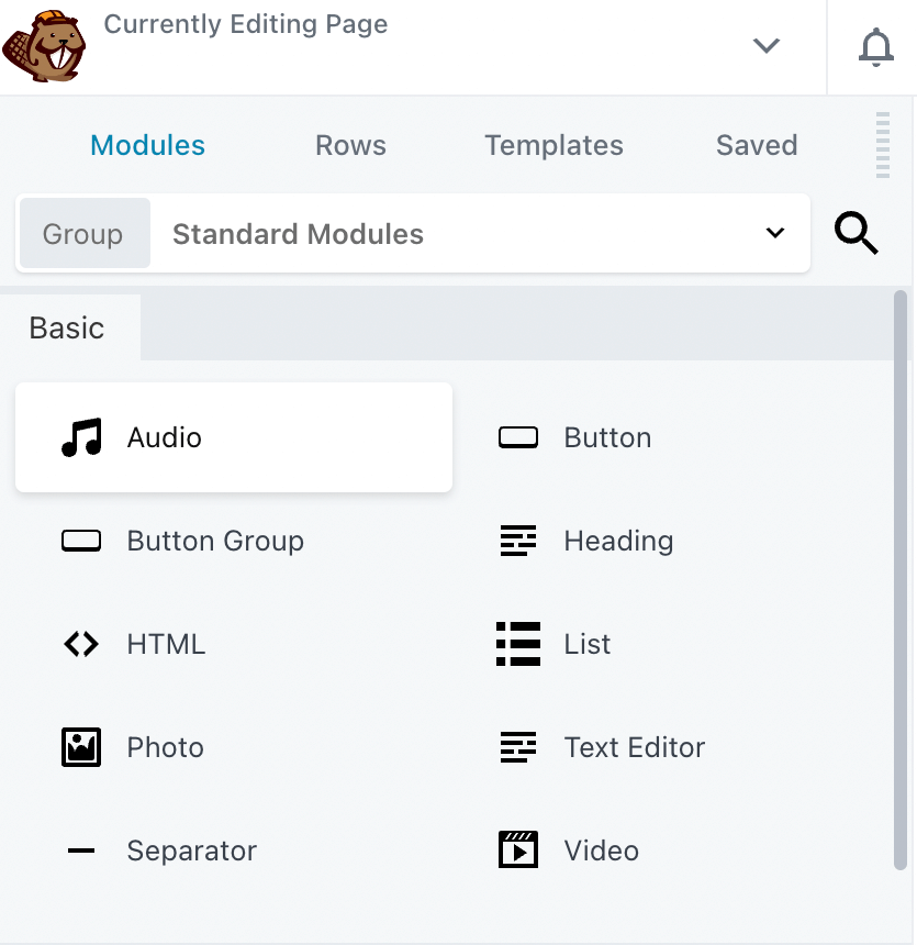 The Audio module option. 