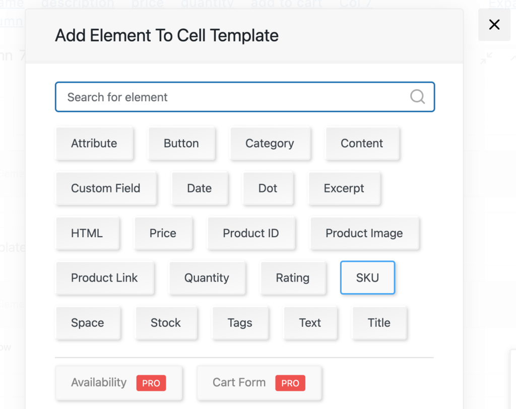 Adding a SKU element. 