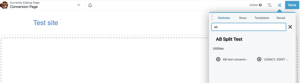 AB Split Test conversion module