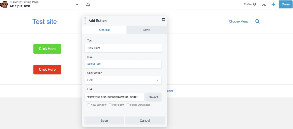 Adding a link to a button module