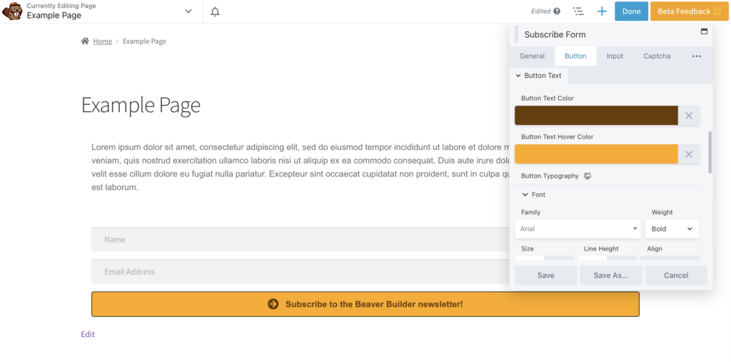 Our final email list sign-up form