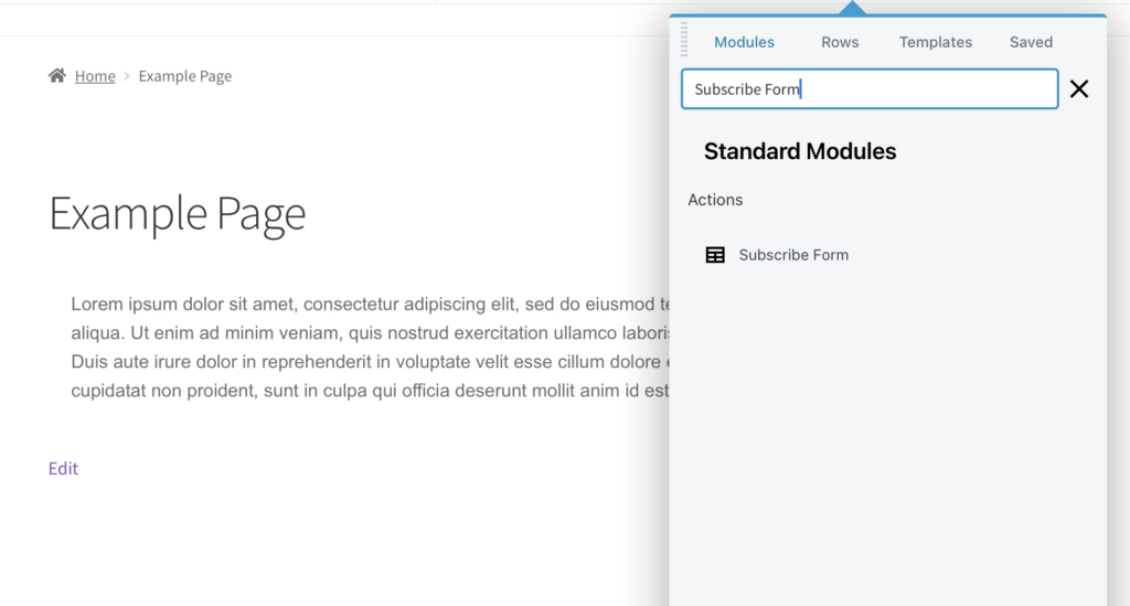Searching for a subscribe form