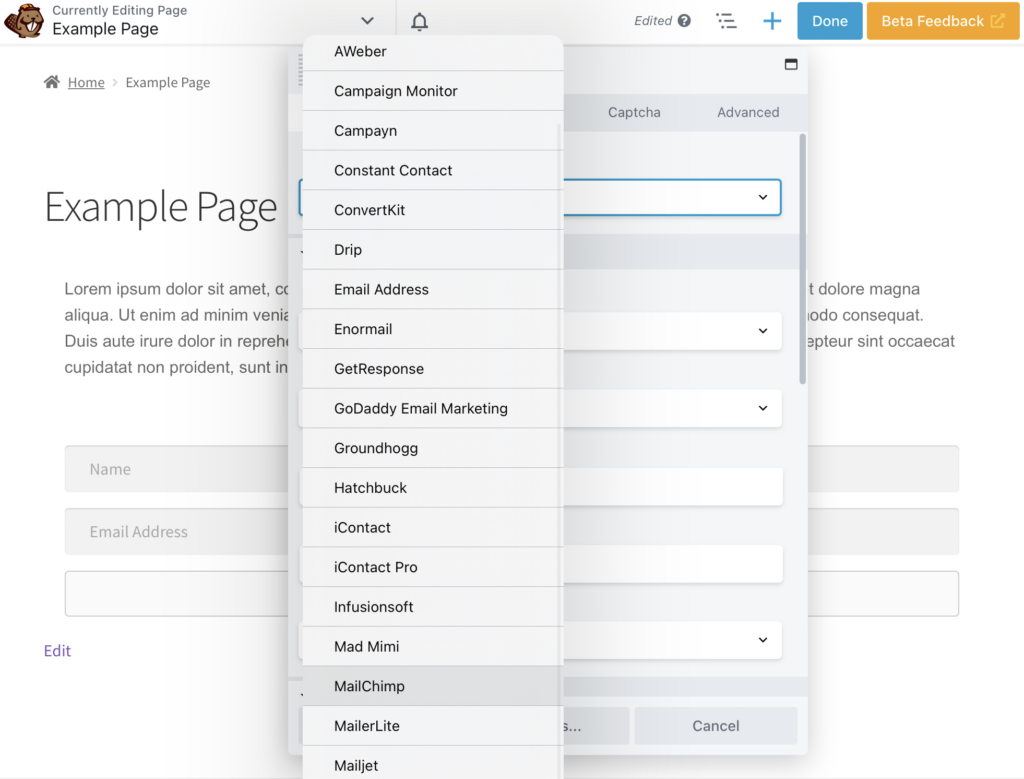 Connecting a provider for our email list