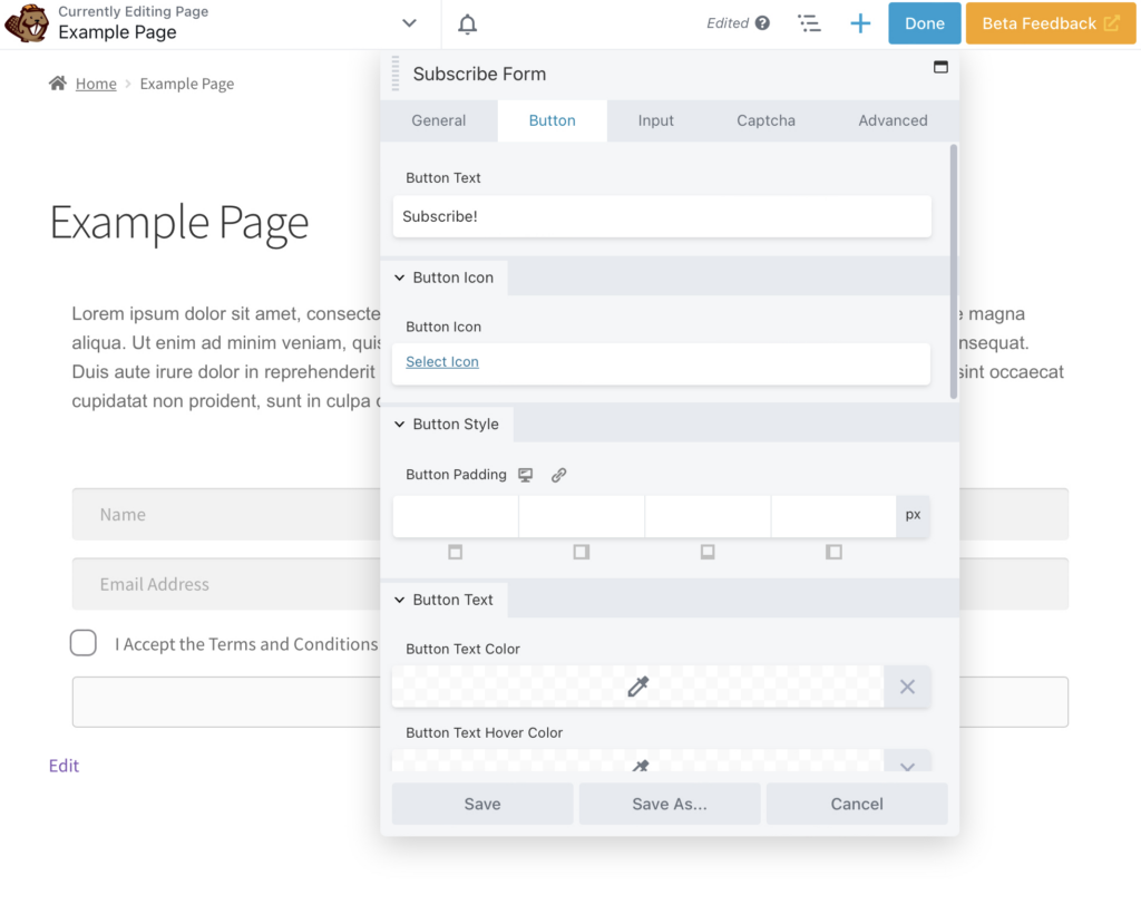 Changing the email list button