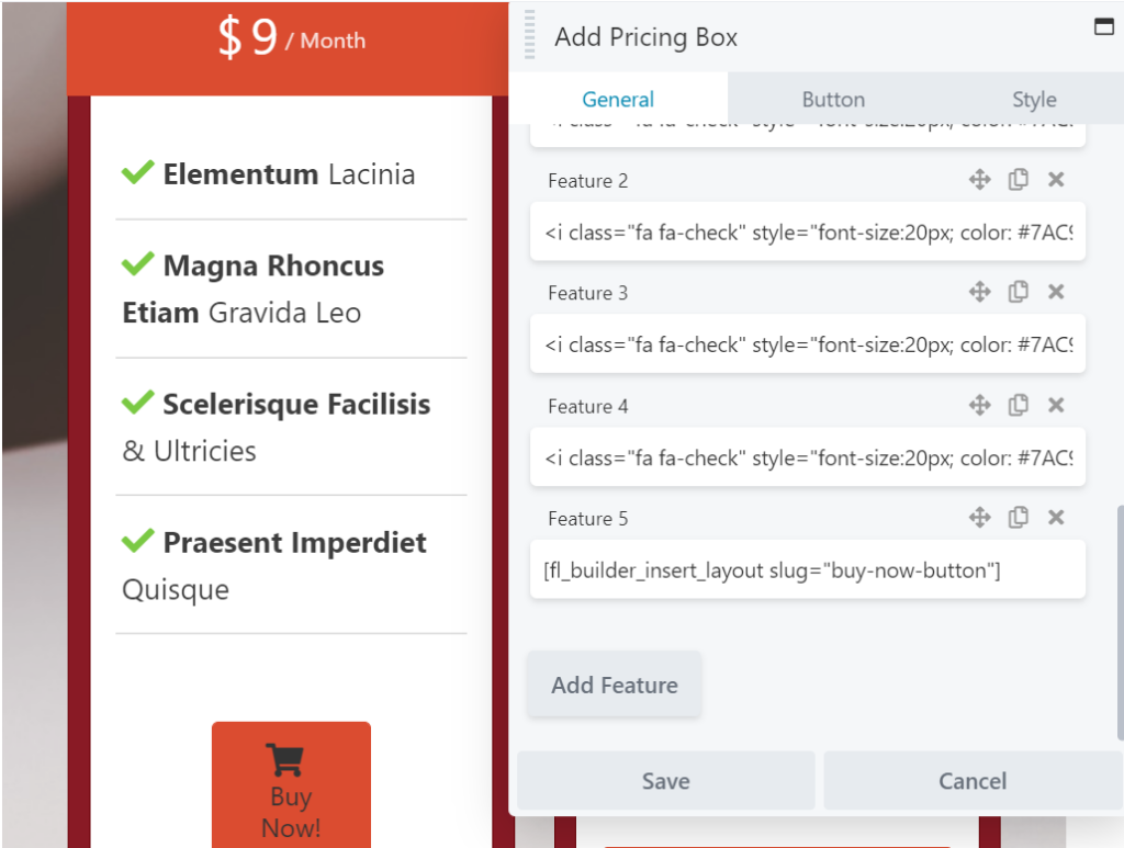 Using a Buy Now button shortcode in Beaver Builder.