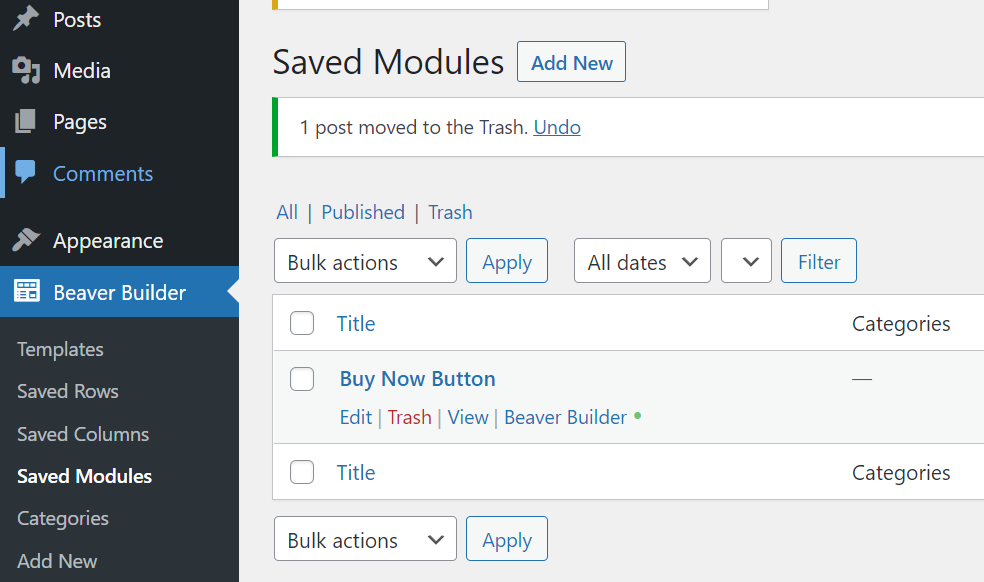 Beaver Builder saved modules.