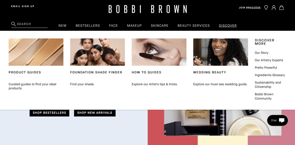 Example of a mega menu with images