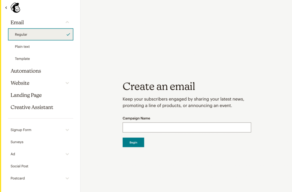 Create Mailchimp email