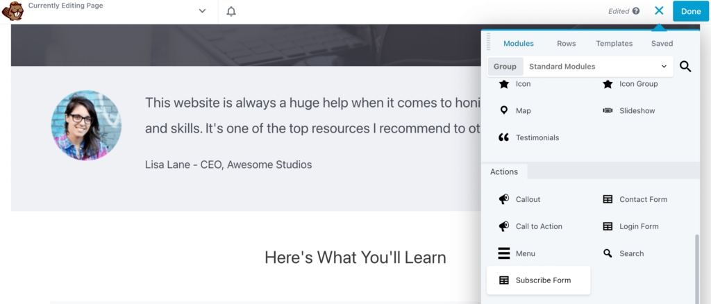 Beaver Builder subscribe form module