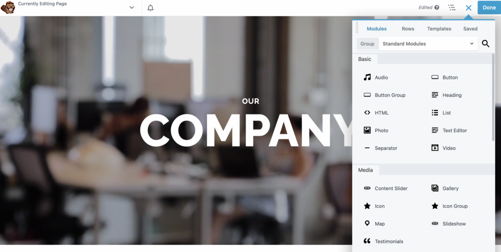 Beaver Builder editor