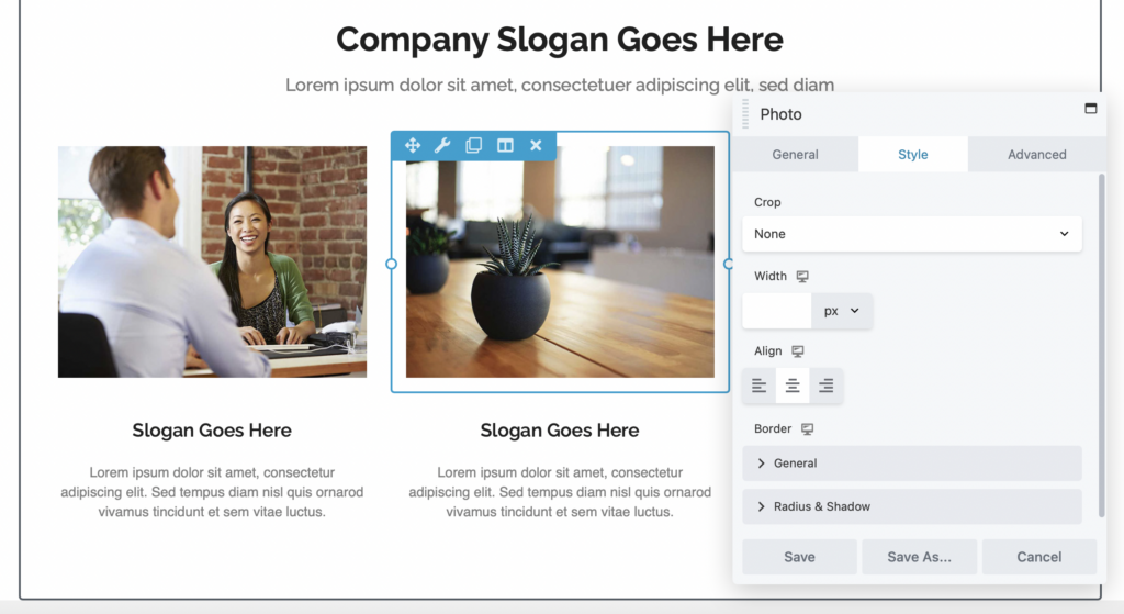 Beaver Builder page-building structure
