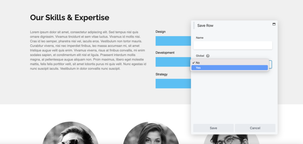 Beaver Builder global row