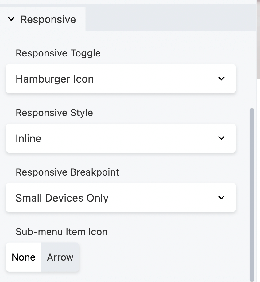 Responsive tab for Menu.