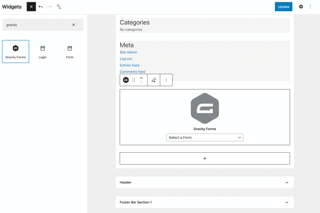 Gravity Forms widget