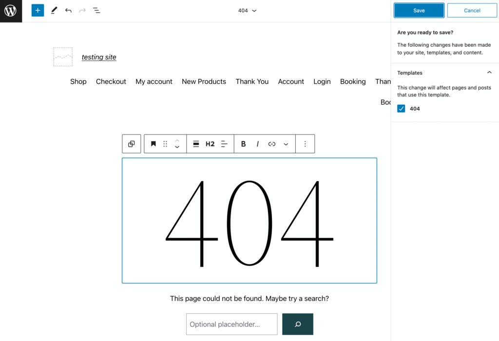Save block theme template