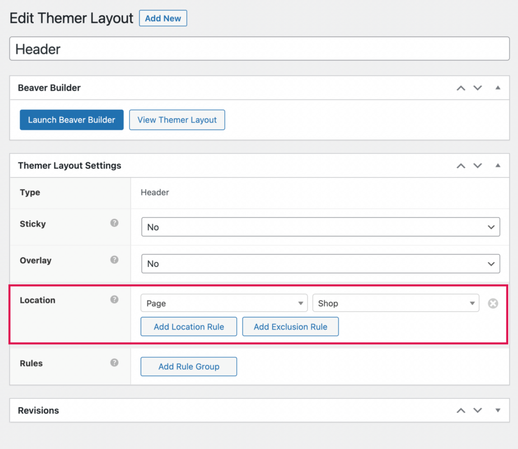 Themer layout location