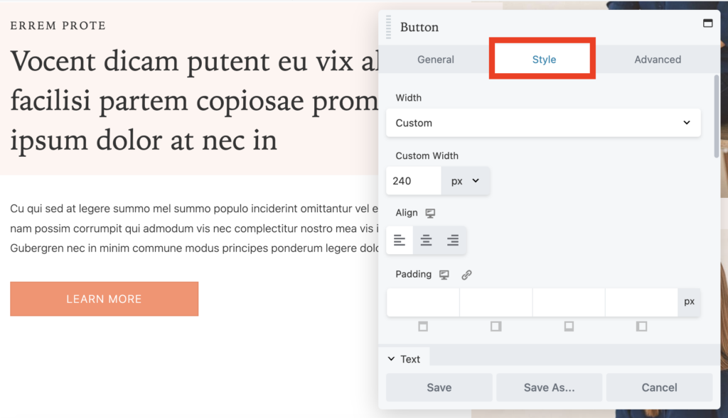 Beaver Builder Button Module Style Tab