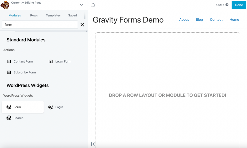 WordPress form widget