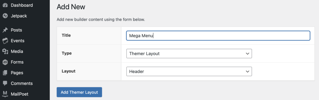 Beaver Builder add new header Beaver Themer layout