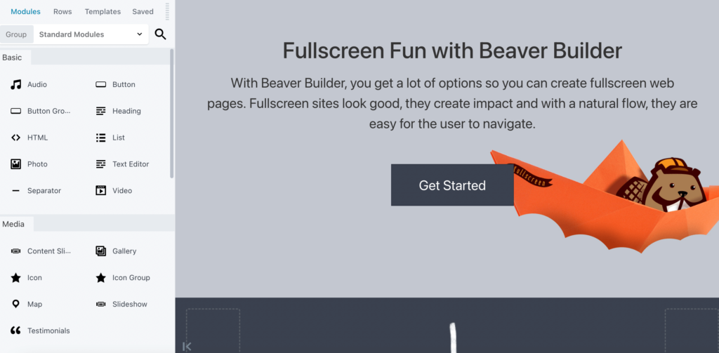 The Beaver Builder tool. 