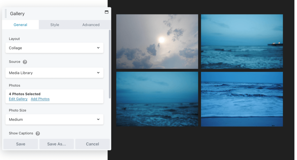 The Gallery module in Beaver Builder. 