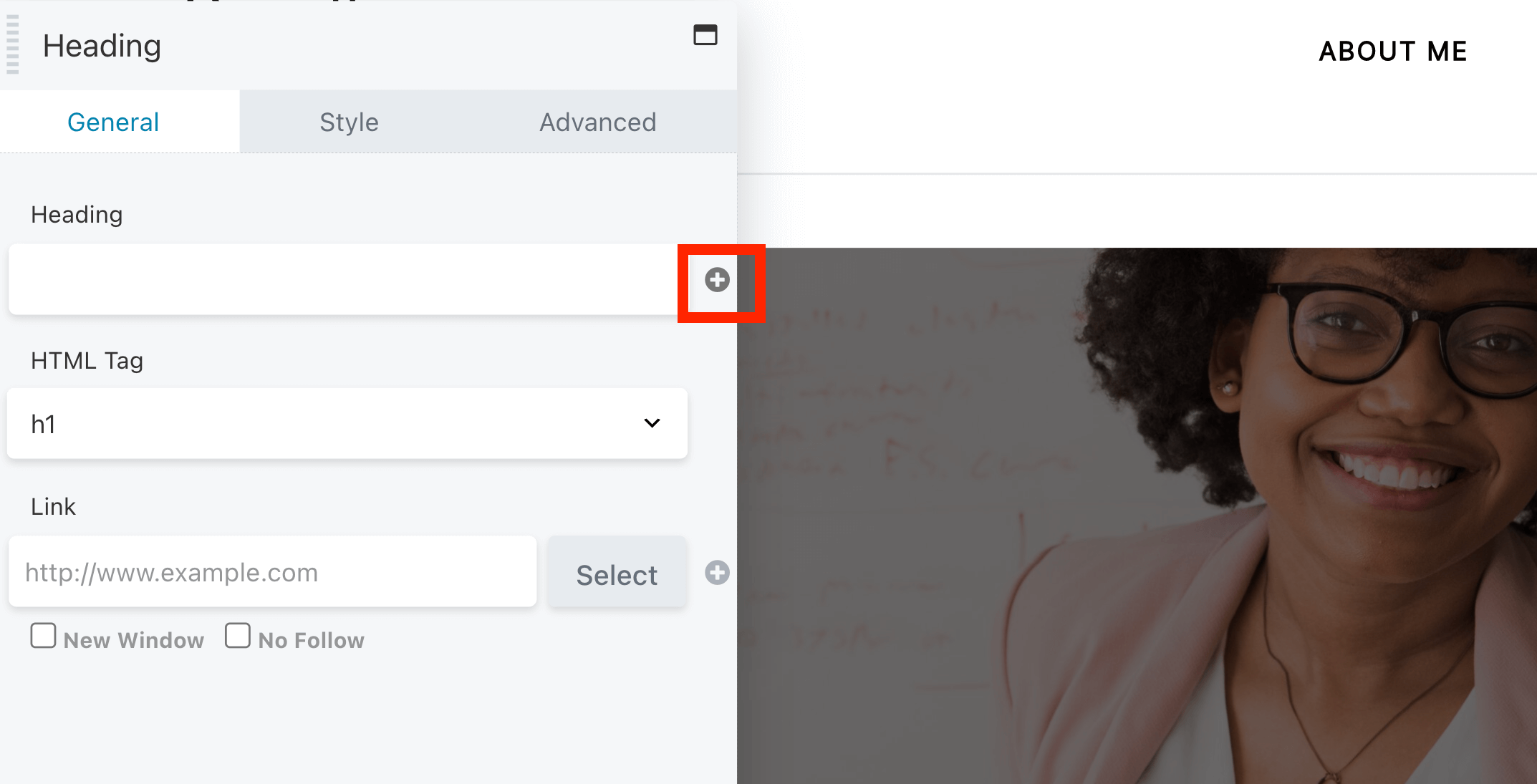 Editing the Heading module.
